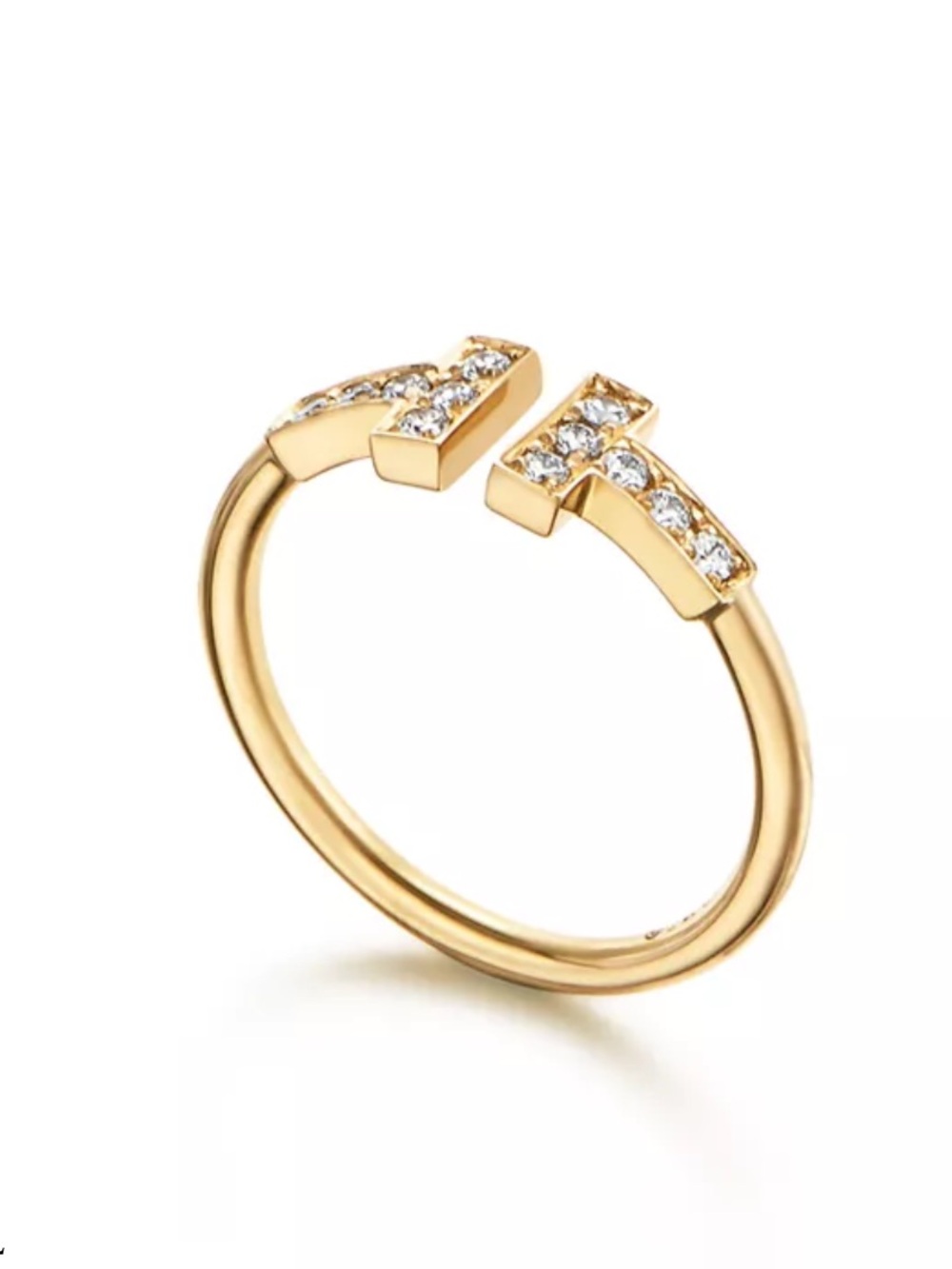 Tiffany & Co. Yellow Gold T Wire Ring with Pavé Diamonds